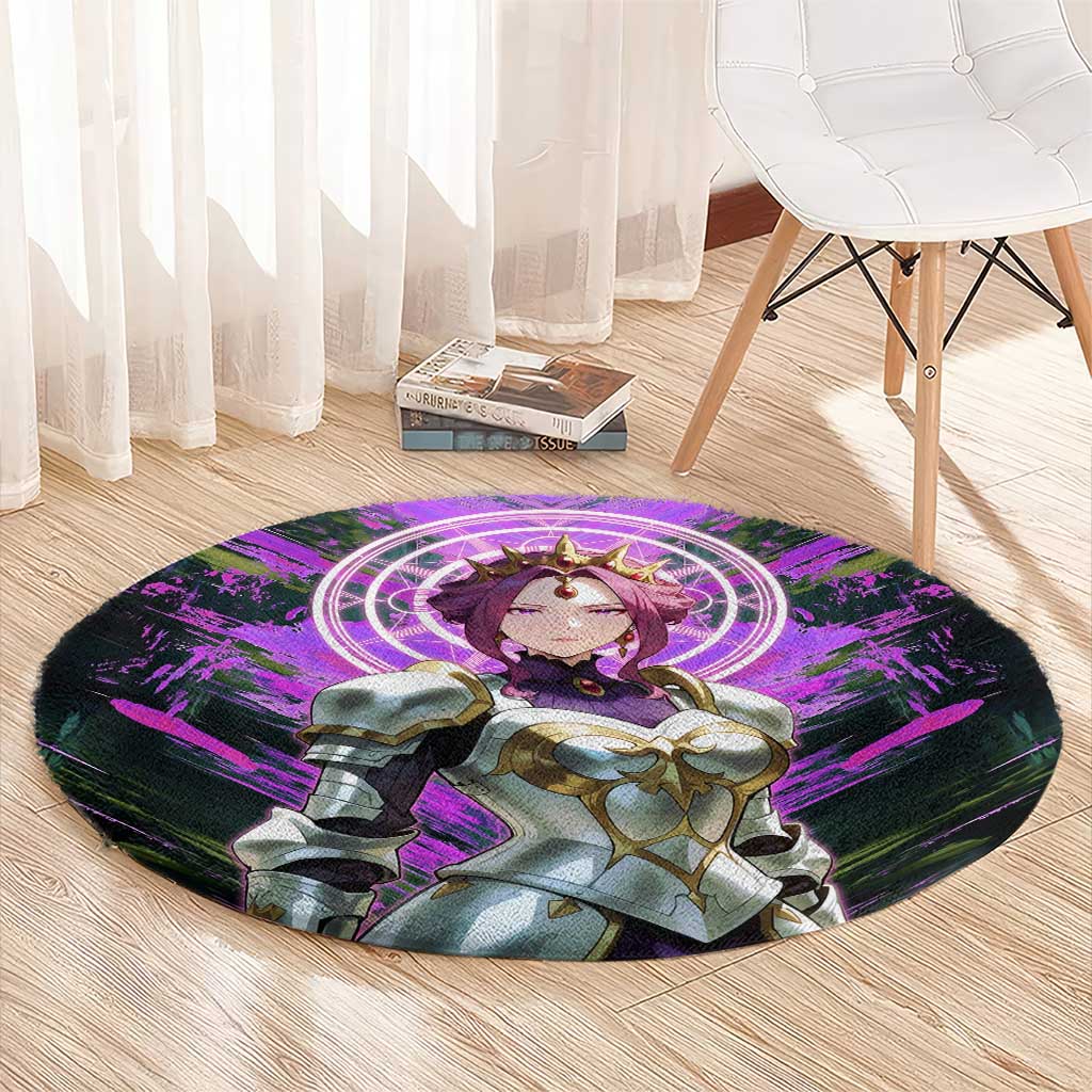 Mirellia Q Melromarc The Rising of the Shield Hero Round Carpet with Queen Armor and Magical Emblem Background - The Mazicc