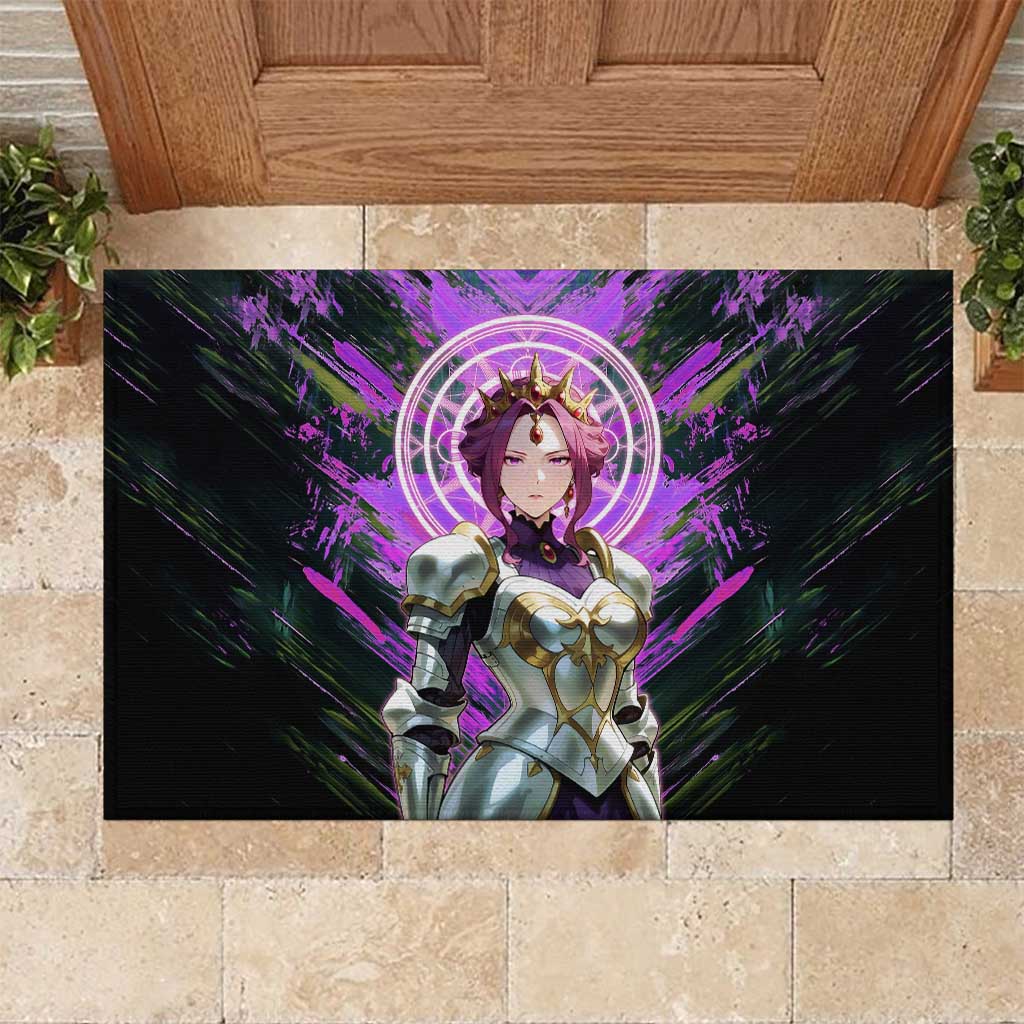 Mirellia Q Melromarc The Rising of the Shield Hero Rubber Doormat with Queen Armor and Magical Emblem Background - The Mazicc