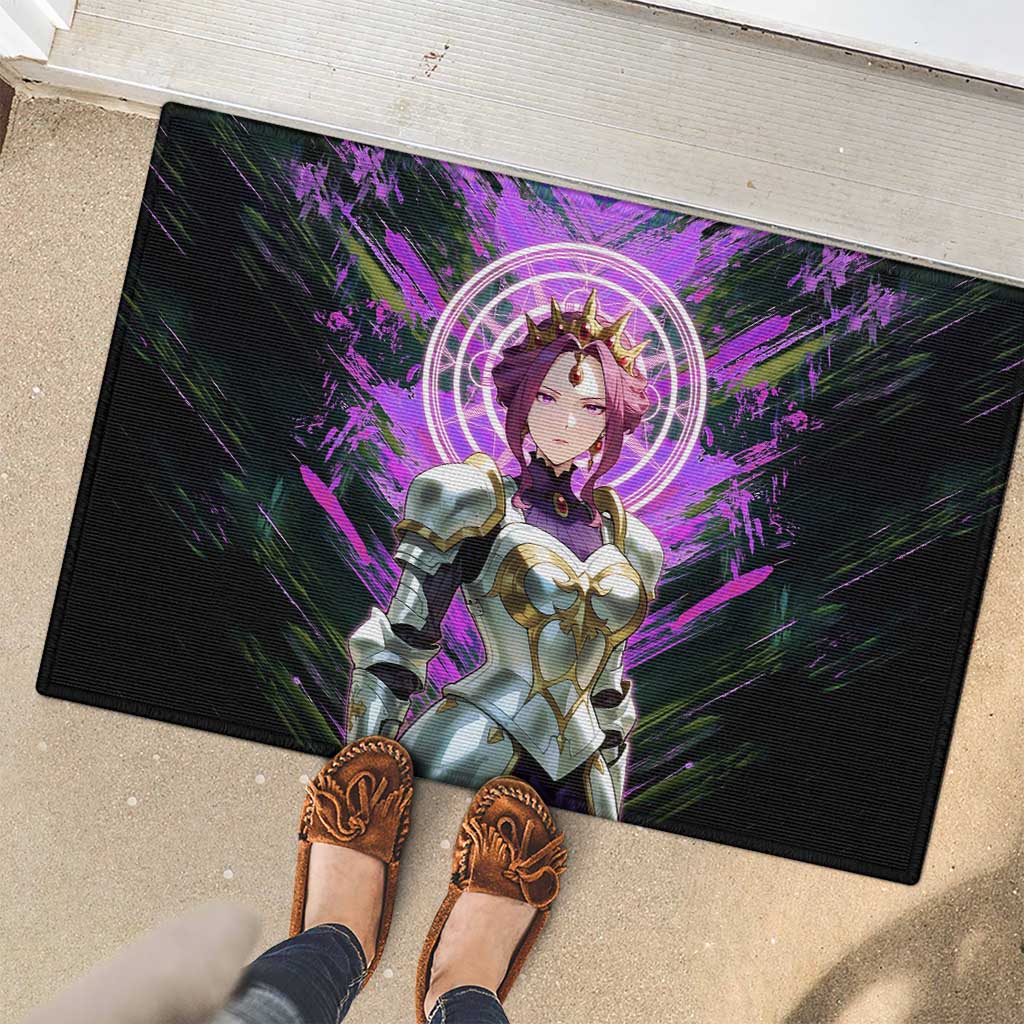 Mirellia Q Melromarc The Rising of the Shield Hero Rubber Doormat with Queen Armor and Magical Emblem Background - The Mazicc