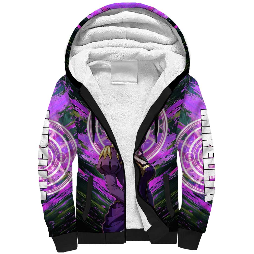 Mirellia Q Melromarc The Rising of the Shield Hero Sherpa Hoodie with Queen Armor and Magical Emblem Background - The Mazicc