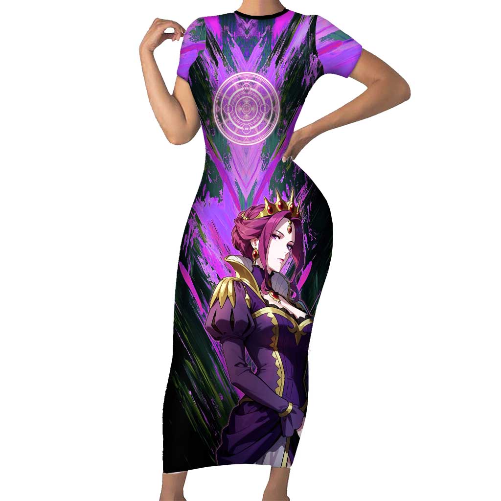 Mirellia Q Melromarc The Rising of the Shield Hero Short Sleeve Bodycon Dress with Queen Armor and Magical Emblem Background - The Mazicc