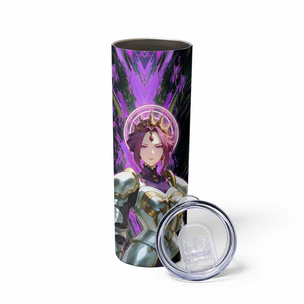 Mirellia Q Melromarc The Rising of the Shield Hero Skinny Tumbler with Queen Armor and Magical Emblem Background - The Mazicc