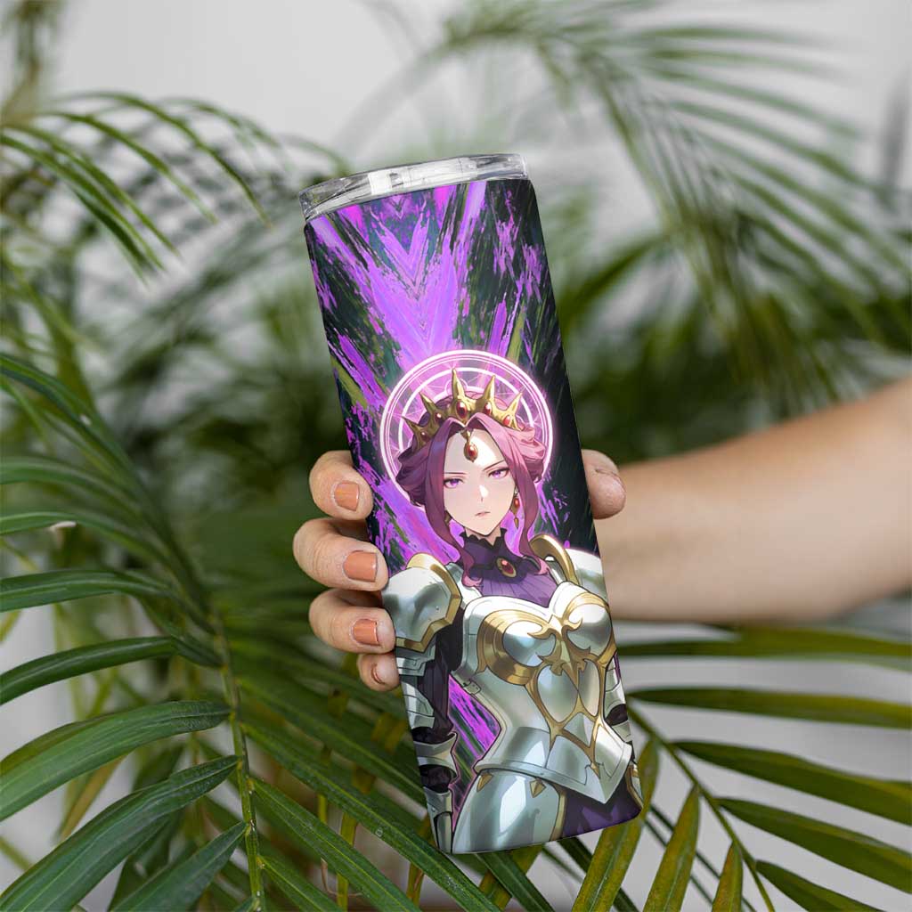 Mirellia Q Melromarc The Rising of the Shield Hero Skinny Tumbler with Queen Armor and Magical Emblem Background - The Mazicc