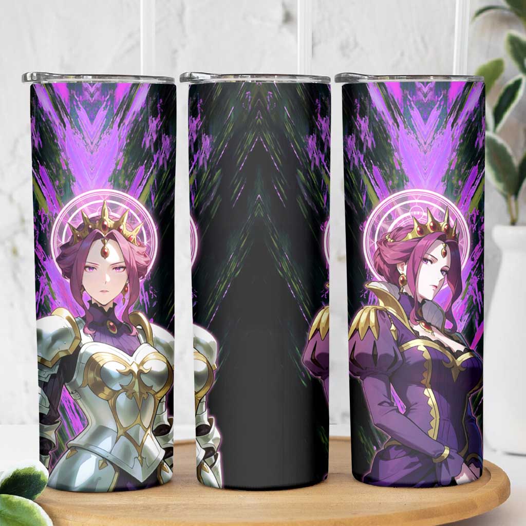 Mirellia Q Melromarc The Rising of the Shield Hero Skinny Tumbler with Queen Armor and Magical Emblem Background - The Mazicc