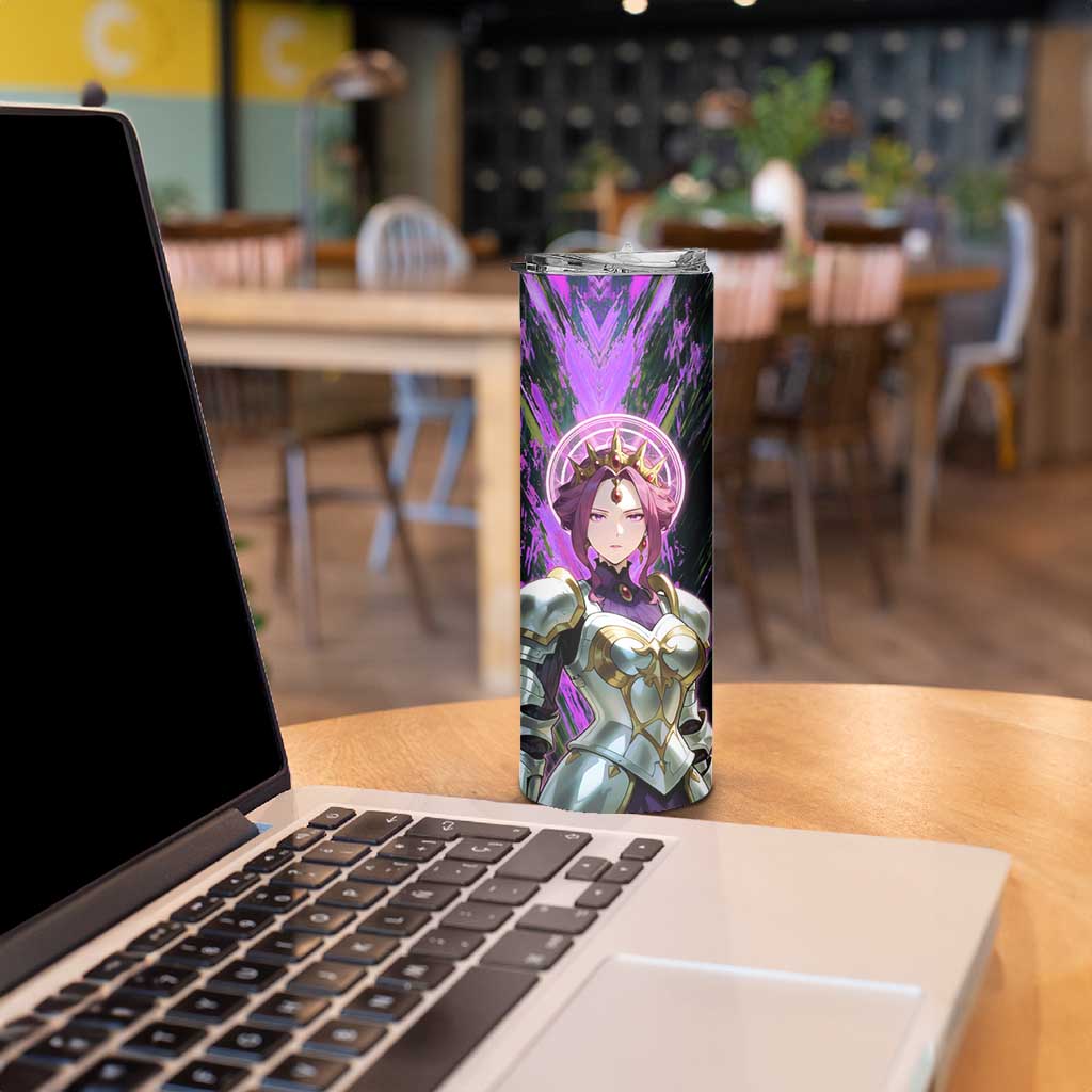 Mirellia Q Melromarc The Rising of the Shield Hero Skinny Tumbler with Queen Armor and Magical Emblem Background - The Mazicc