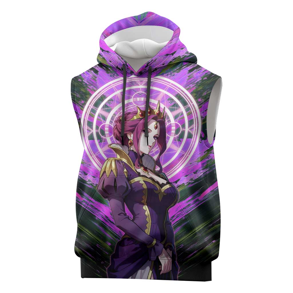 Mirellia Q Melromarc The Rising of the Shield Hero Sleeveless Hoodie with Queen Armor and Magical Emblem Background - The Mazicc