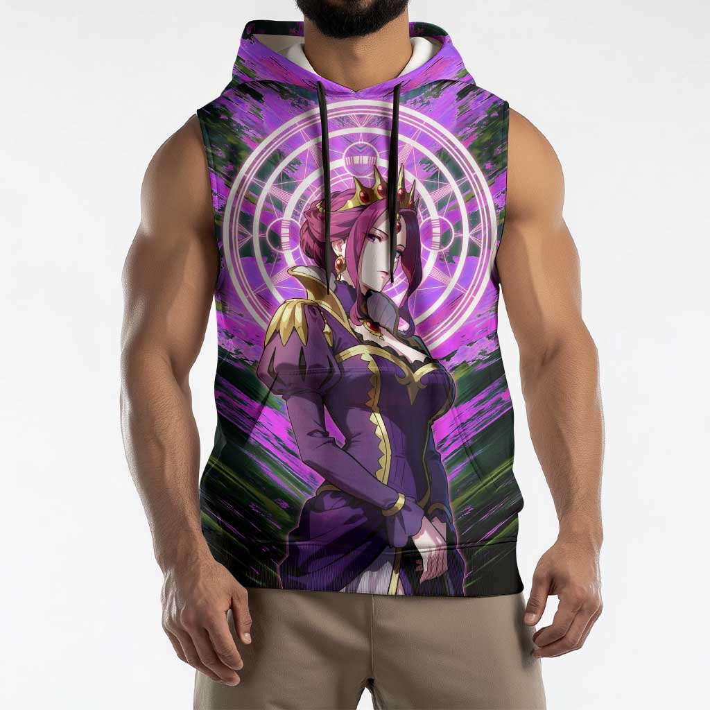 Mirellia Q Melromarc The Rising of the Shield Hero Sleeveless Hoodie with Queen Armor and Magical Emblem Background - The Mazicc