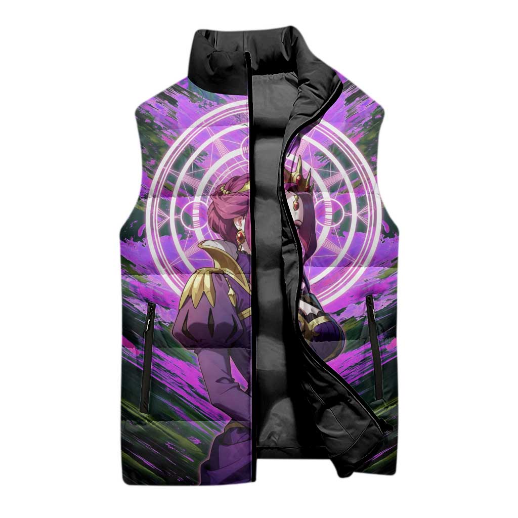 Mirellia Q Melromarc The Rising of the Shield Hero Sleeveless Puffer Jacket with Queen Armor and Magical Emblem Background - The Mazicc