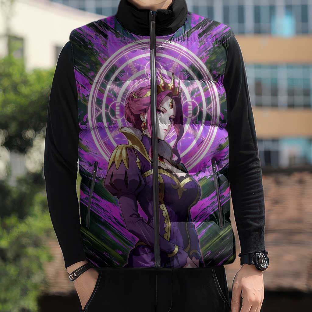 Mirellia Q Melromarc The Rising of the Shield Hero Sleeveless Puffer Jacket with Queen Armor and Magical Emblem Background - The Mazicc