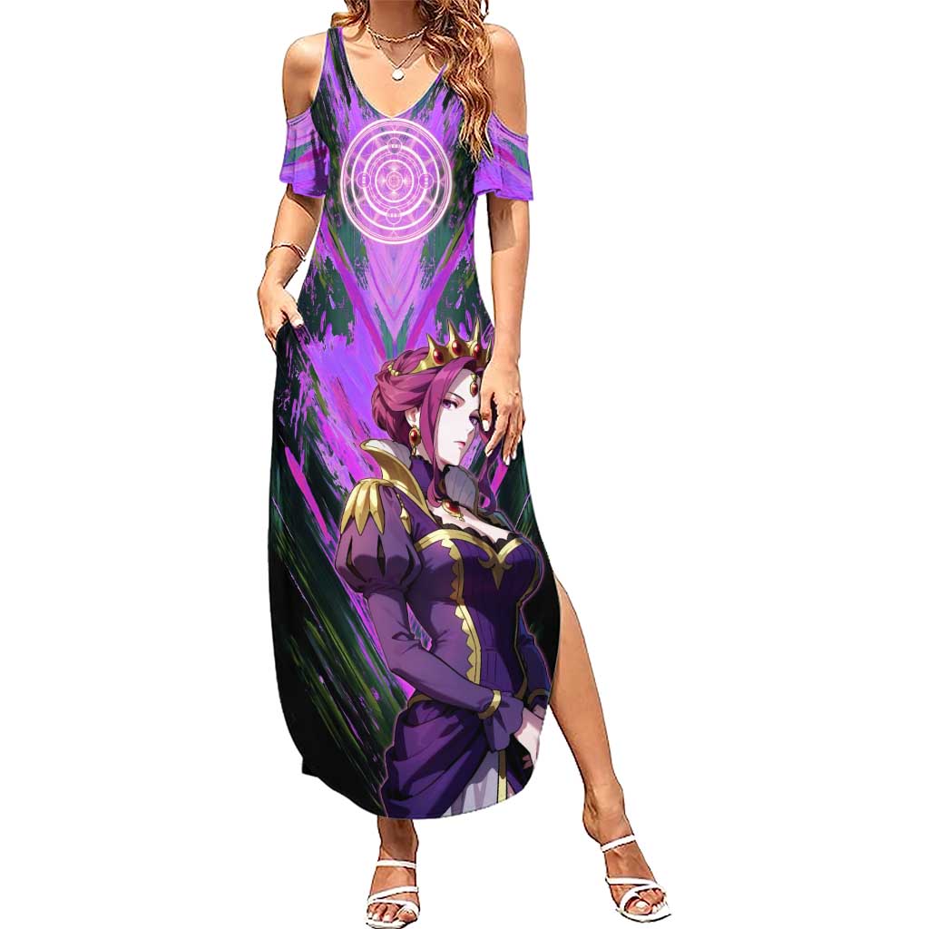 Mirellia Q Melromarc The Rising of the Shield Hero Summer Maxi Dress with Queen Armor and Magical Emblem Background - The Mazicc