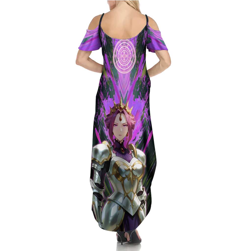 Mirellia Q Melromarc The Rising of the Shield Hero Summer Maxi Dress with Queen Armor and Magical Emblem Background - The Mazicc