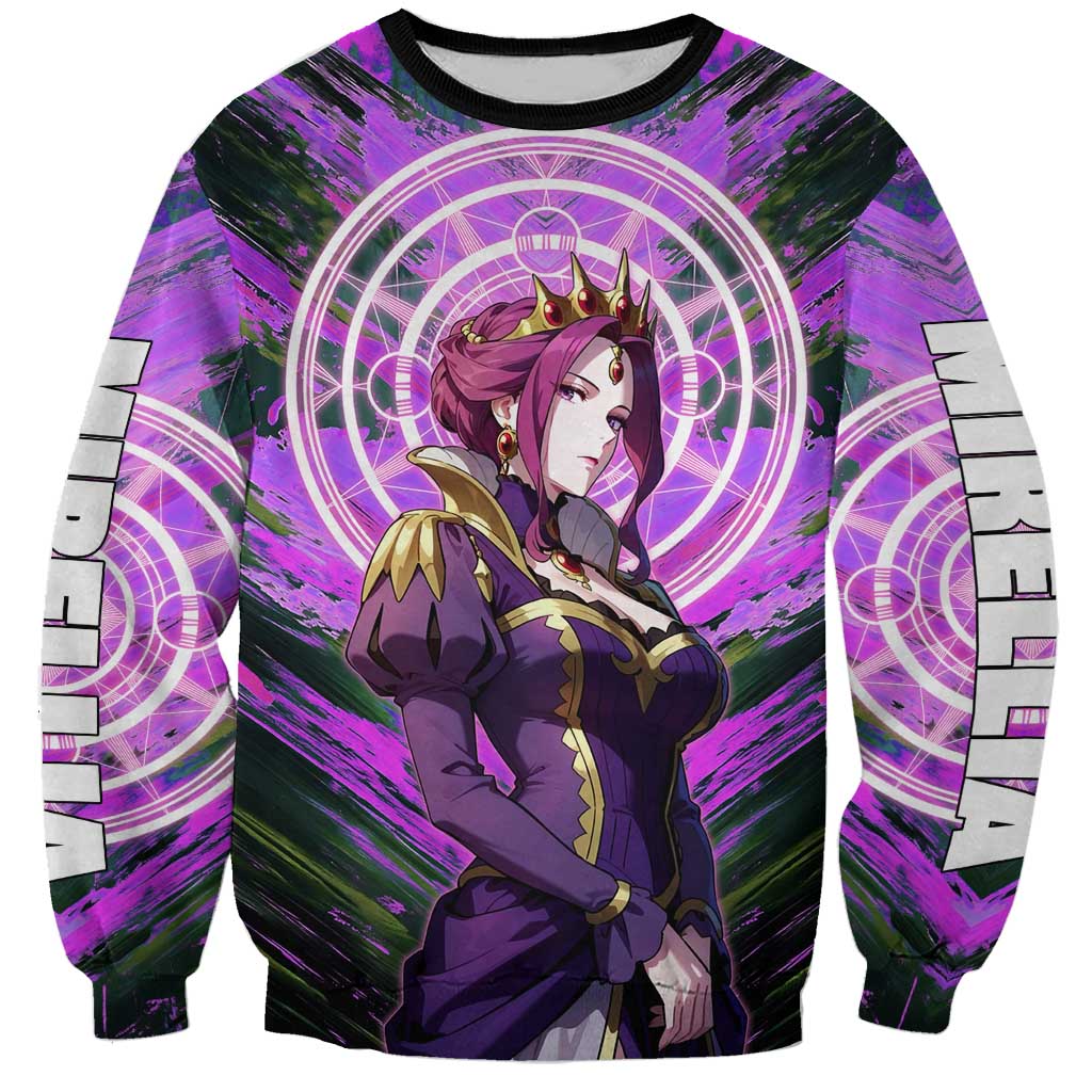 Mirellia Q Melromarc The Rising of the Shield Hero Sweatshirt with Queen Armor and Magical Emblem Background - The Mazicc