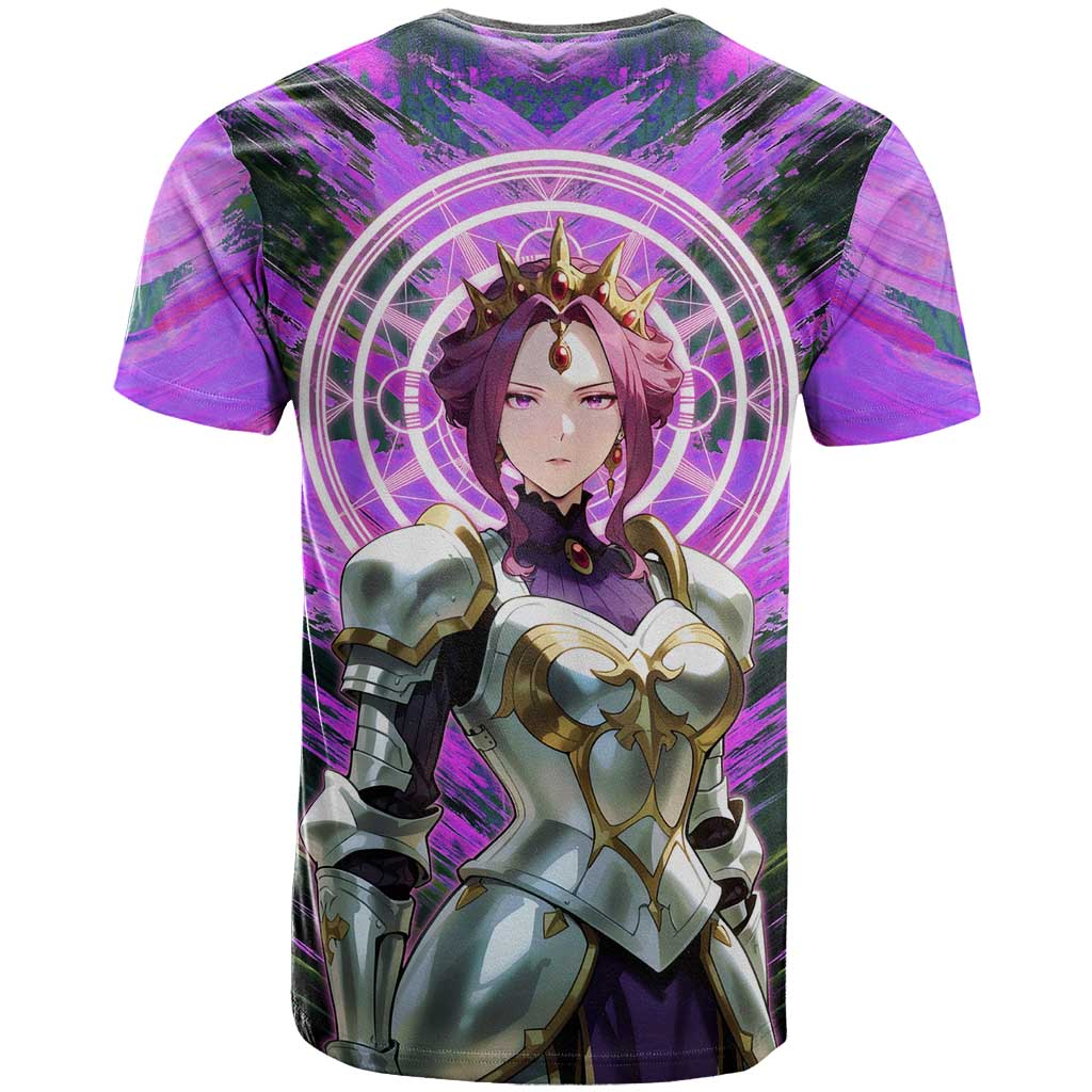 Mirellia Q Melromarc The Rising of the Shield Hero T Shirt with Queen Armor and Magical Emblem Background - The Mazicc