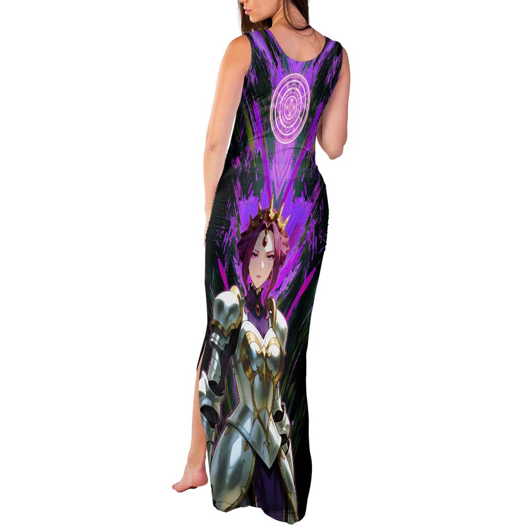 Mirellia Q Melromarc The Rising of the Shield Hero Tank Maxi Dress with Queen Armor and Magical Emblem Background - The Mazicc