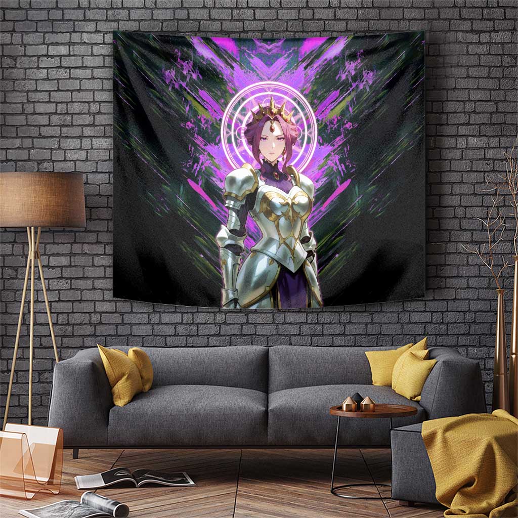 Mirellia Q Melromarc The Rising of the Shield Hero Tapestry with Queen Armor and Magical Emblem Background - The Mazicc
