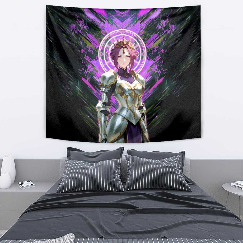 Mirellia Q Melromarc The Rising of the Shield Hero Tapestry with Queen Armor and Magical Emblem Background - The Mazicc