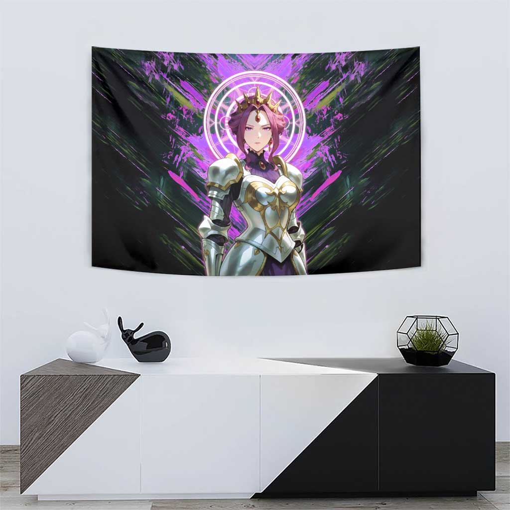 Mirellia Q Melromarc The Rising of the Shield Hero Tapestry with Queen Armor and Magical Emblem Background - The Mazicc