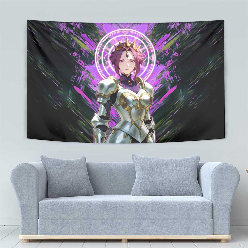 Mirellia Q Melromarc The Rising of the Shield Hero Tapestry with Queen Armor and Magical Emblem Background - The Mazicc