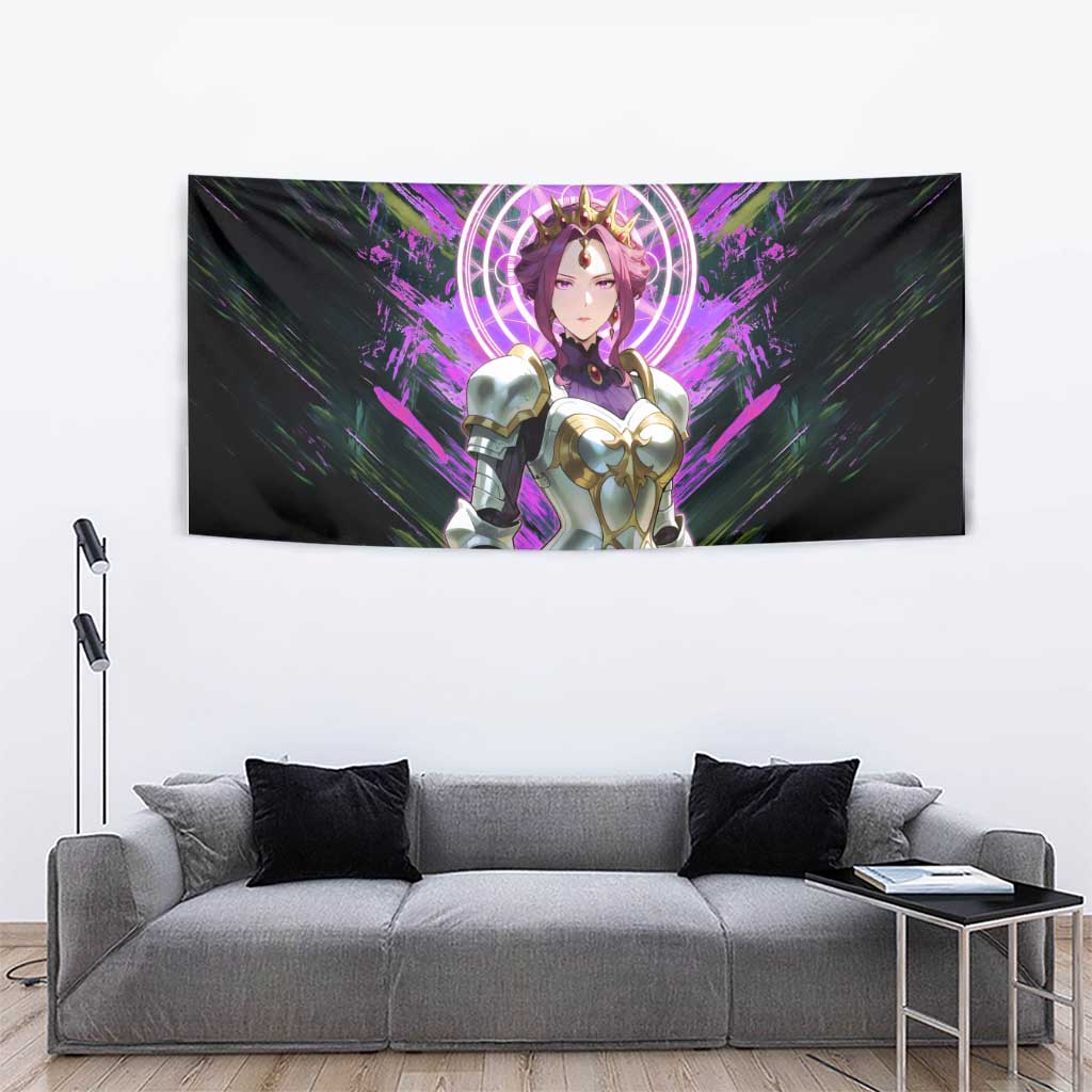 Mirellia Q Melromarc The Rising of the Shield Hero Tapestry with Queen Armor and Magical Emblem Background - The Mazicc
