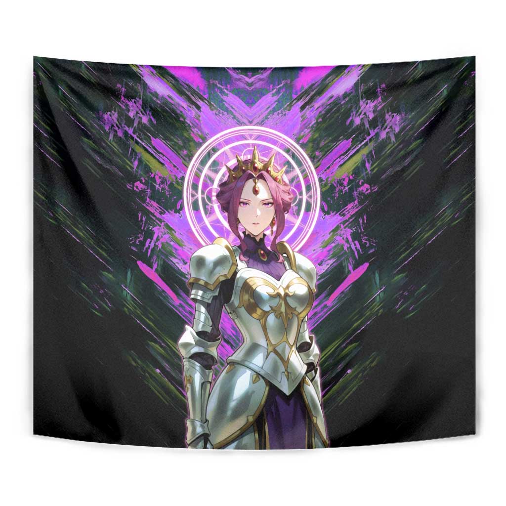 Mirellia Q Melromarc The Rising of the Shield Hero Tapestry with Queen Armor and Magical Emblem Background - The Mazicc
