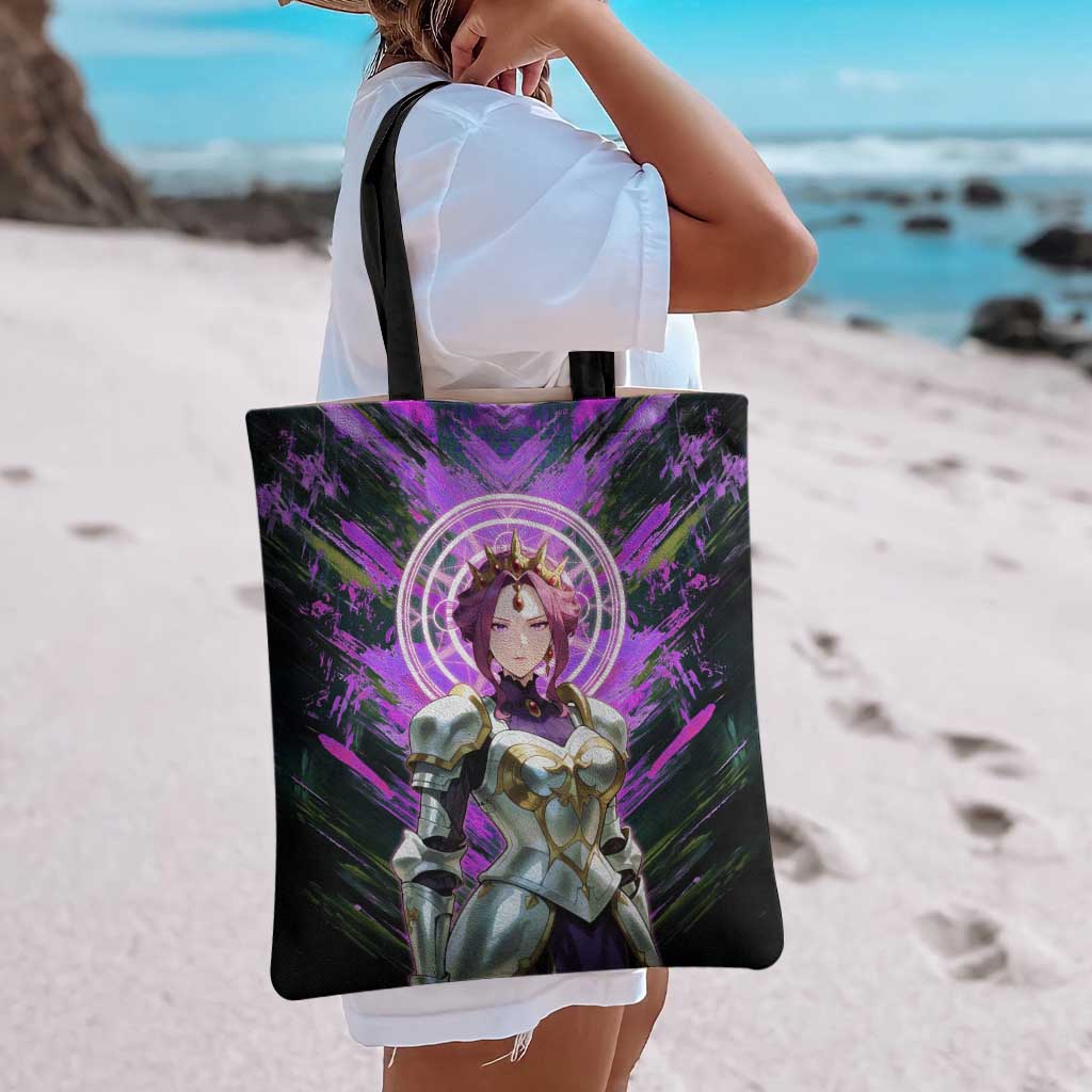 Mirellia Q Melromarc The Rising of the Shield Hero Tote Bag with Queen Armor and Magical Emblem Background - The Mazicc