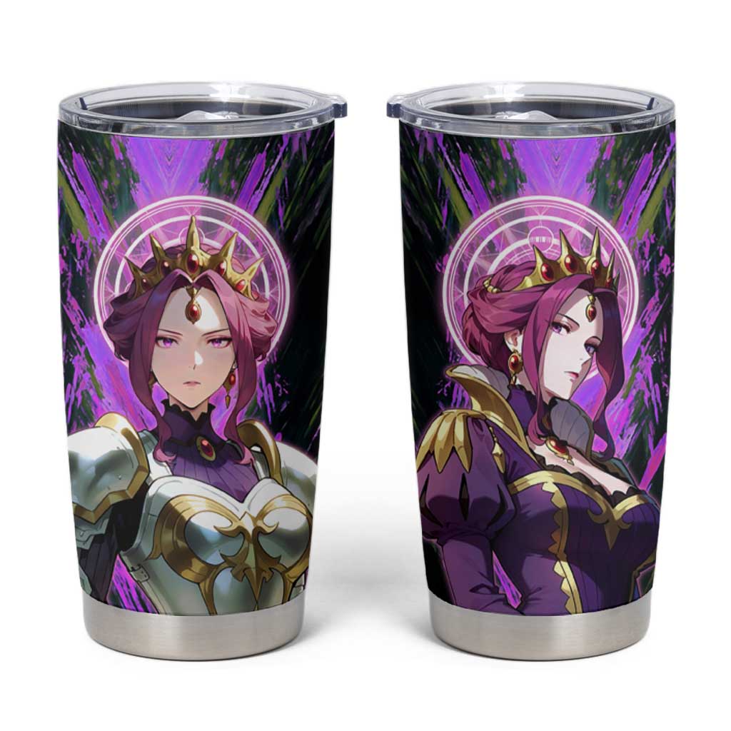 Mirellia Q Melromarc The Rising of the Shield Hero Tumbler Cup with Queen Armor and Magical Emblem Background - The Mazicc