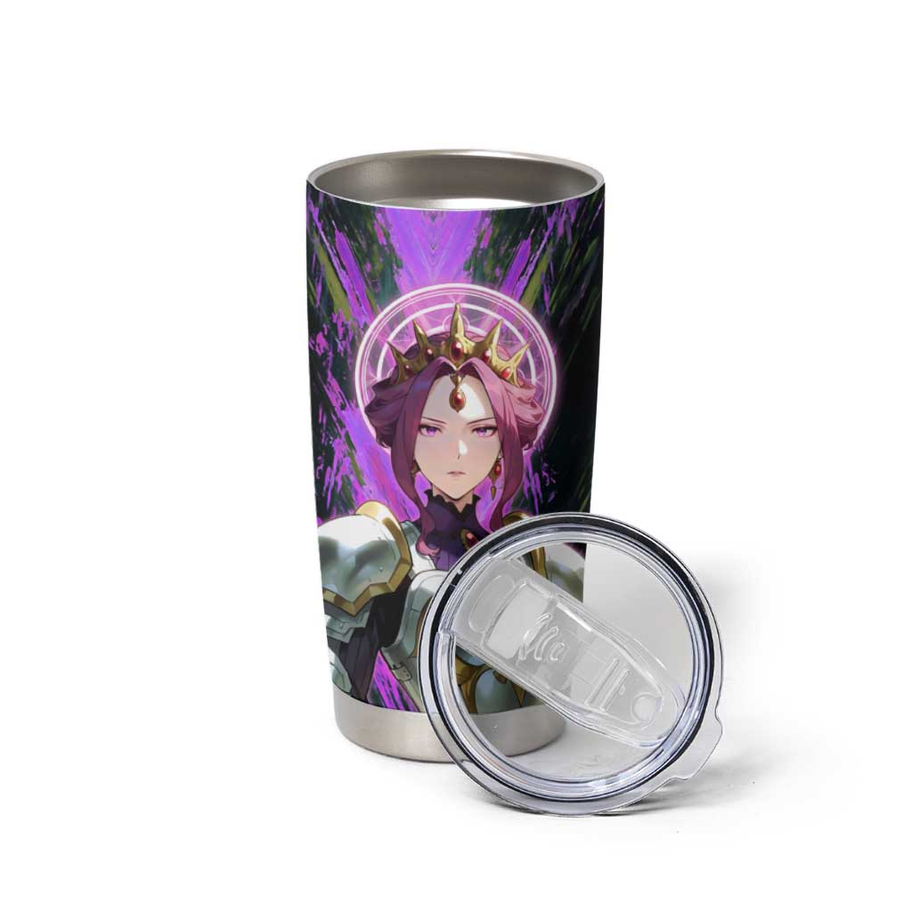 Mirellia Q Melromarc The Rising of the Shield Hero Tumbler Cup with Queen Armor and Magical Emblem Background - The Mazicc