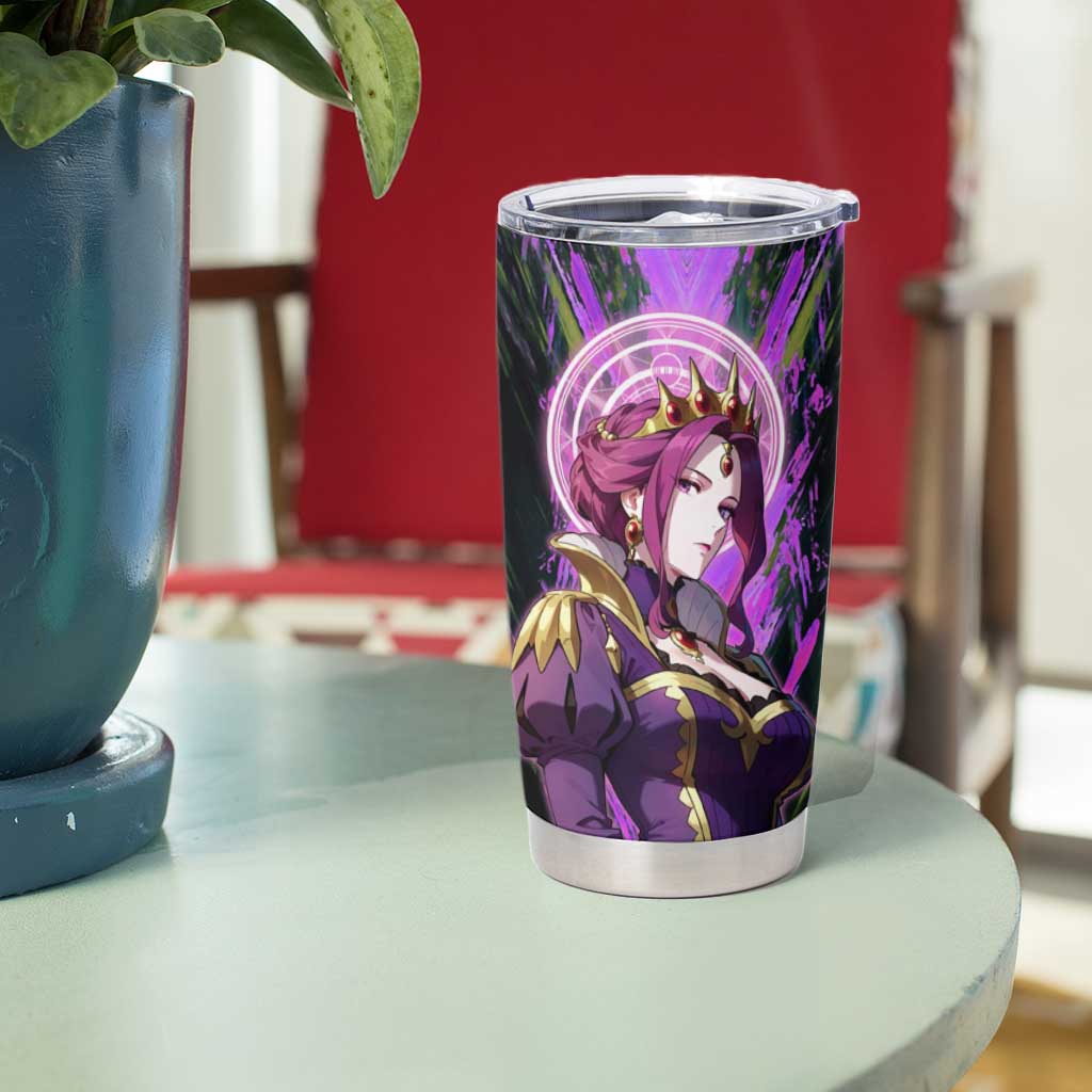 Mirellia Q Melromarc The Rising of the Shield Hero Tumbler Cup with Queen Armor and Magical Emblem Background - The Mazicc
