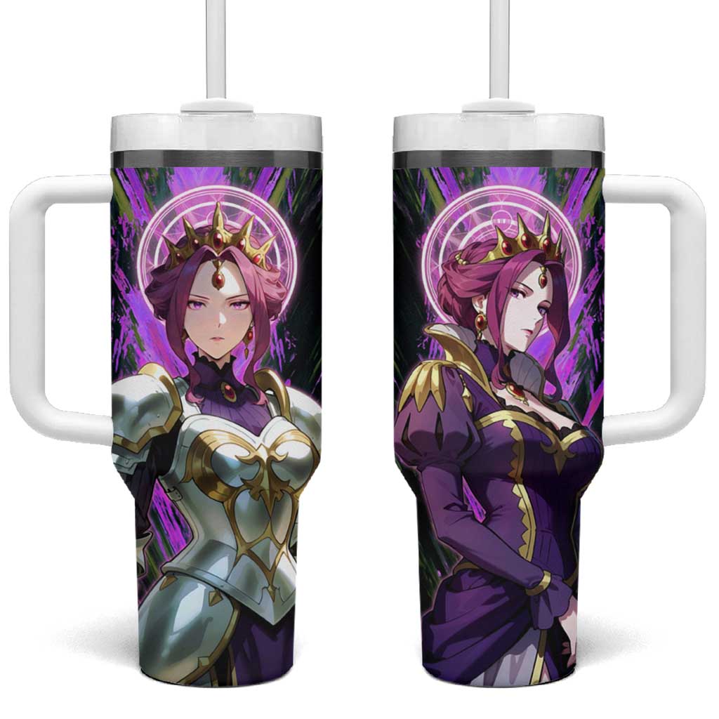 Mirellia Q Melromarc The Rising of the Shield Hero Tumbler With Handle with Queen Armor and Magical Emblem Background - The Mazicc