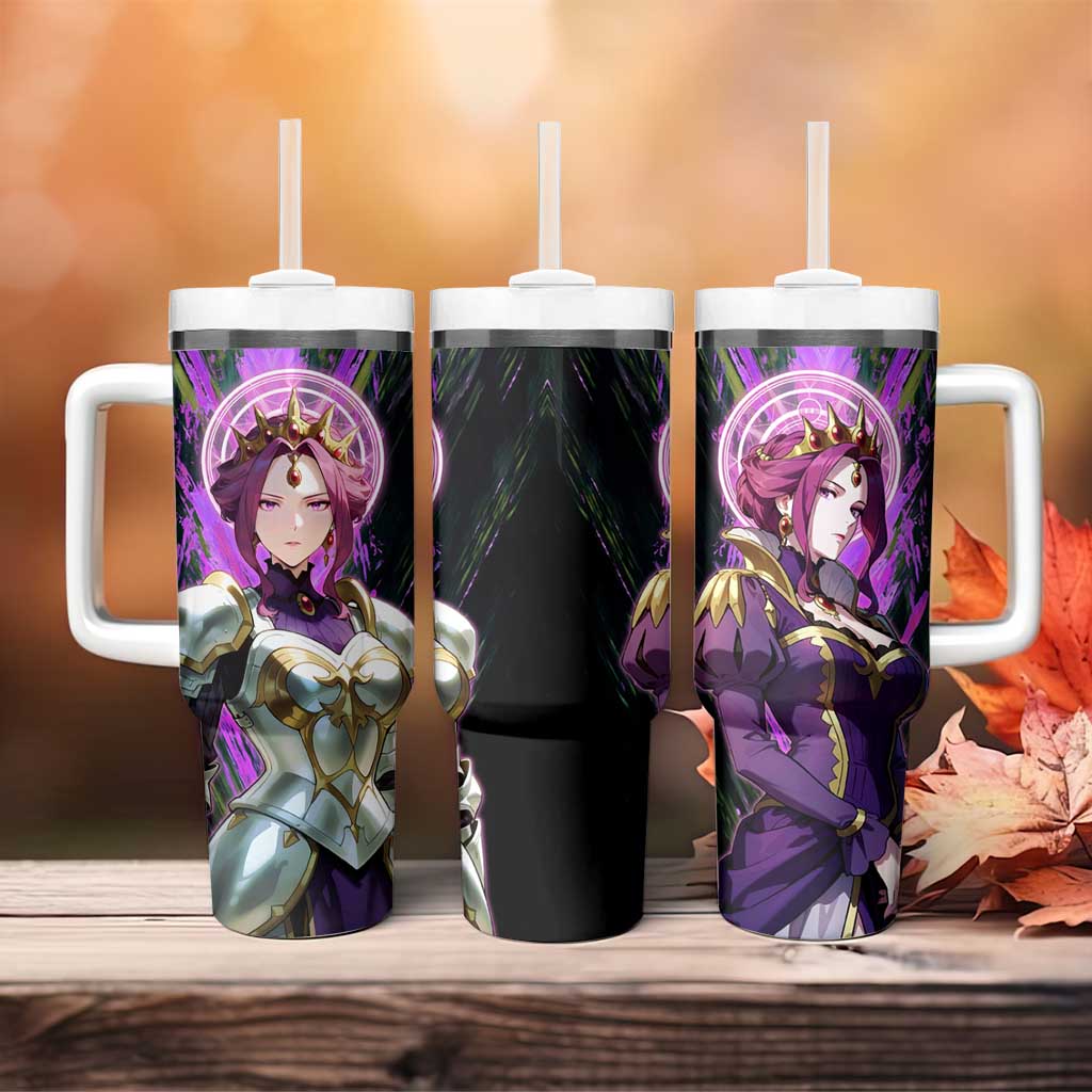 Mirellia Q Melromarc The Rising of the Shield Hero Tumbler With Handle with Queen Armor and Magical Emblem Background - The Mazicc