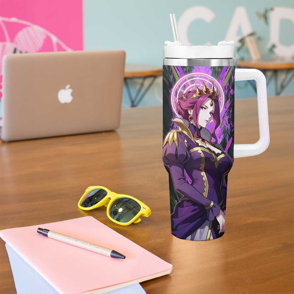 Mirellia Q Melromarc The Rising of the Shield Hero Tumbler With Handle with Queen Armor and Magical Emblem Background - The Mazicc