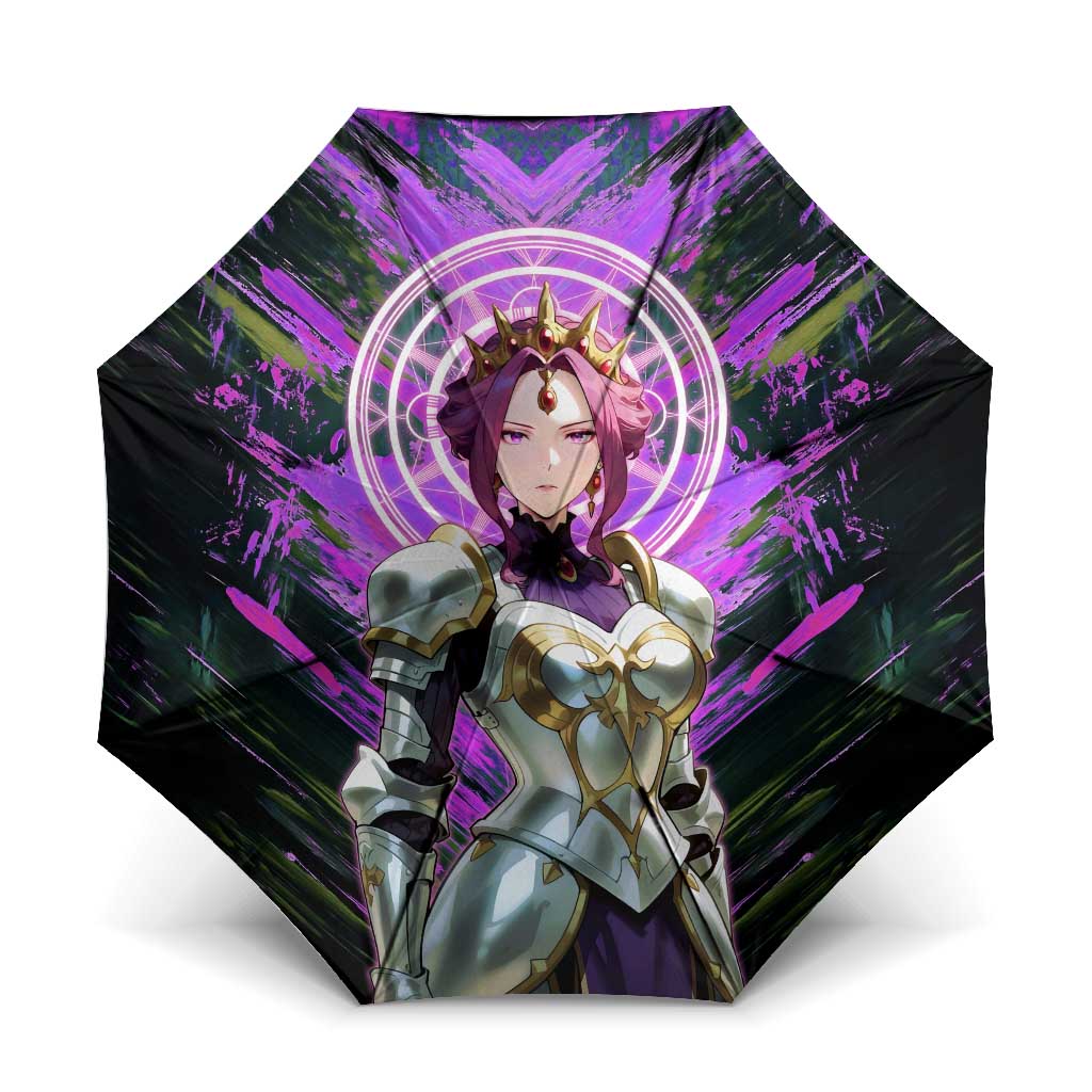 Mirellia Q Melromarc The Rising of the Shield Hero Umbrella with Queen Armor and Magical Emblem Background - The Mazicc