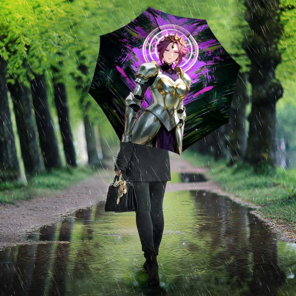 Mirellia Q Melromarc The Rising of the Shield Hero Umbrella with Queen Armor and Magical Emblem Background - The Mazicc