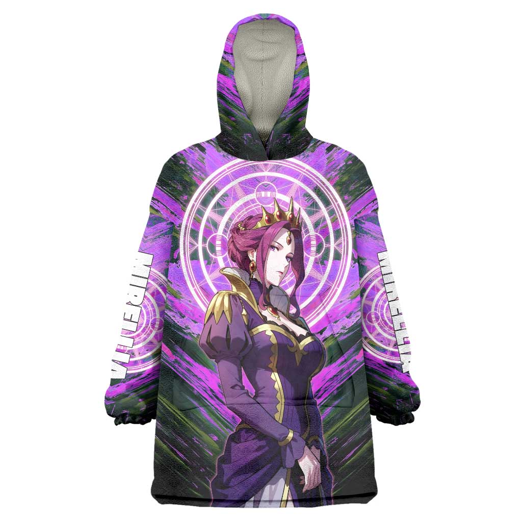 Mirellia Q Melromarc The Rising of the Shield Hero Wearable Blanket Hoodie with Queen Armor and Magical Emblem Background - The Mazicc