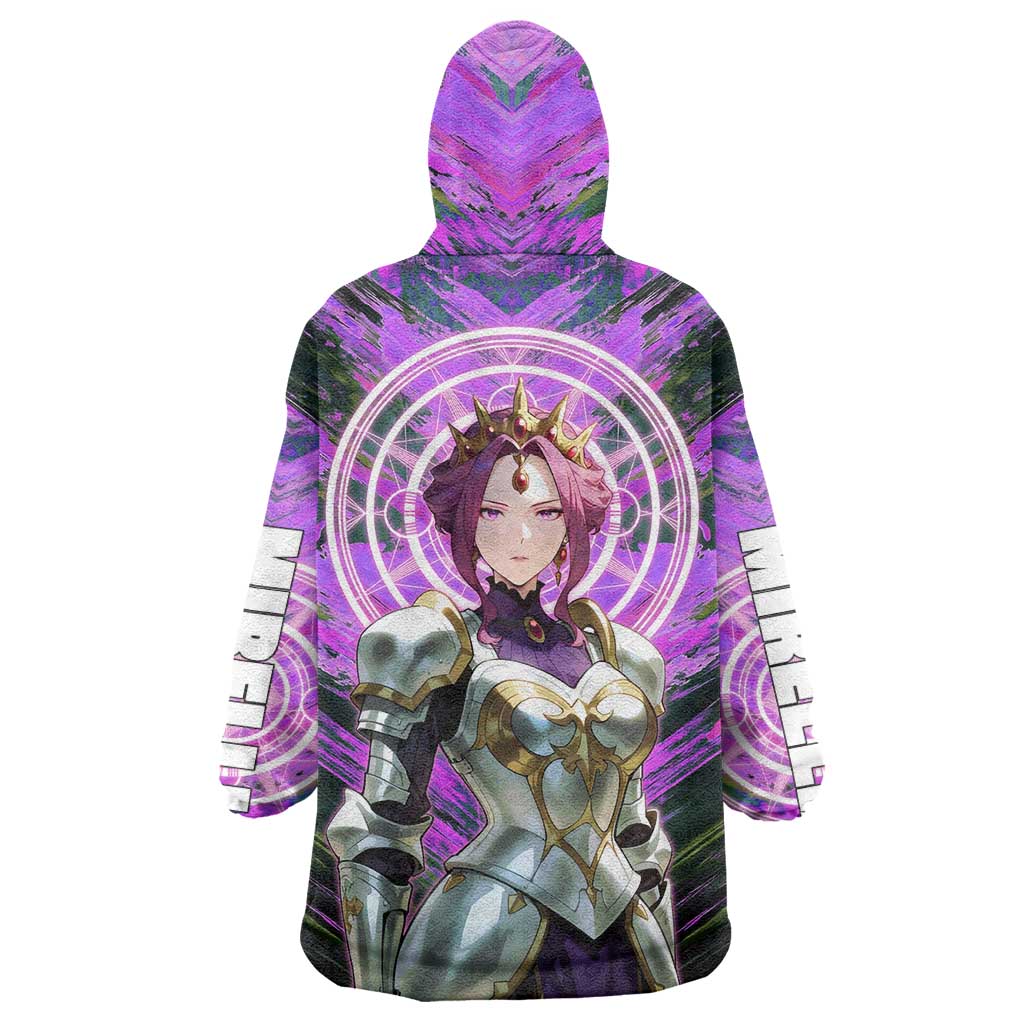 Mirellia Q Melromarc The Rising of the Shield Hero Wearable Blanket Hoodie with Queen Armor and Magical Emblem Background - The Mazicc
