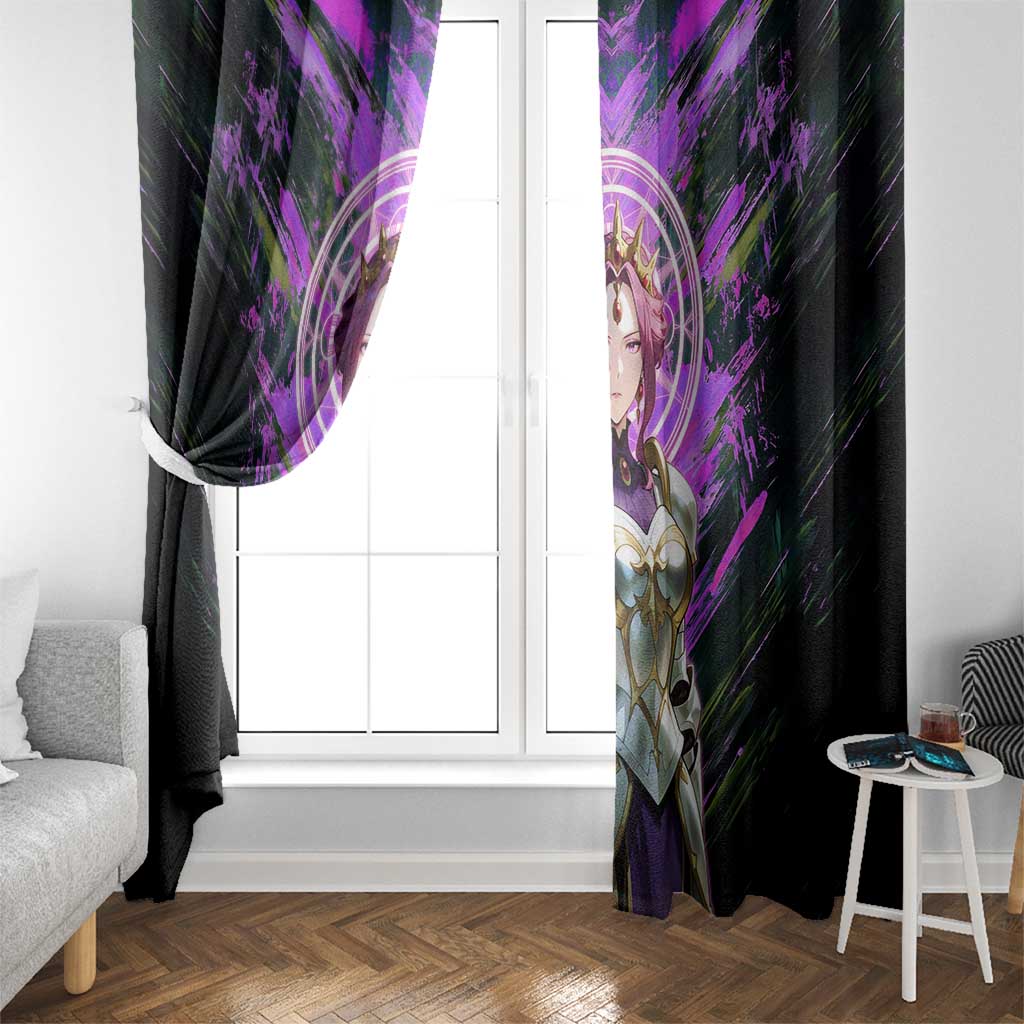 Mirellia Q Melromarc The Rising of the Shield Hero Window Curtain with Queen Armor and Magical Emblem Background - The Mazicc