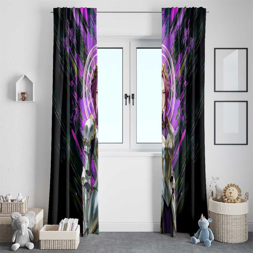 Mirellia Q Melromarc The Rising of the Shield Hero Window Curtain with Queen Armor and Magical Emblem Background - The Mazicc