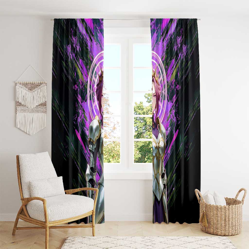 Mirellia Q Melromarc The Rising of the Shield Hero Window Curtain with Queen Armor and Magical Emblem Background - The Mazicc