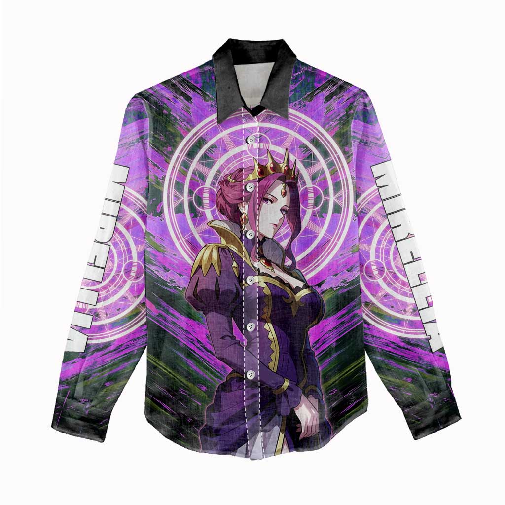 Mirellia Q Melromarc The Rising of the Shield Hero Women Casual Shirt with Queen Armor and Magical Emblem Background - The Mazicc