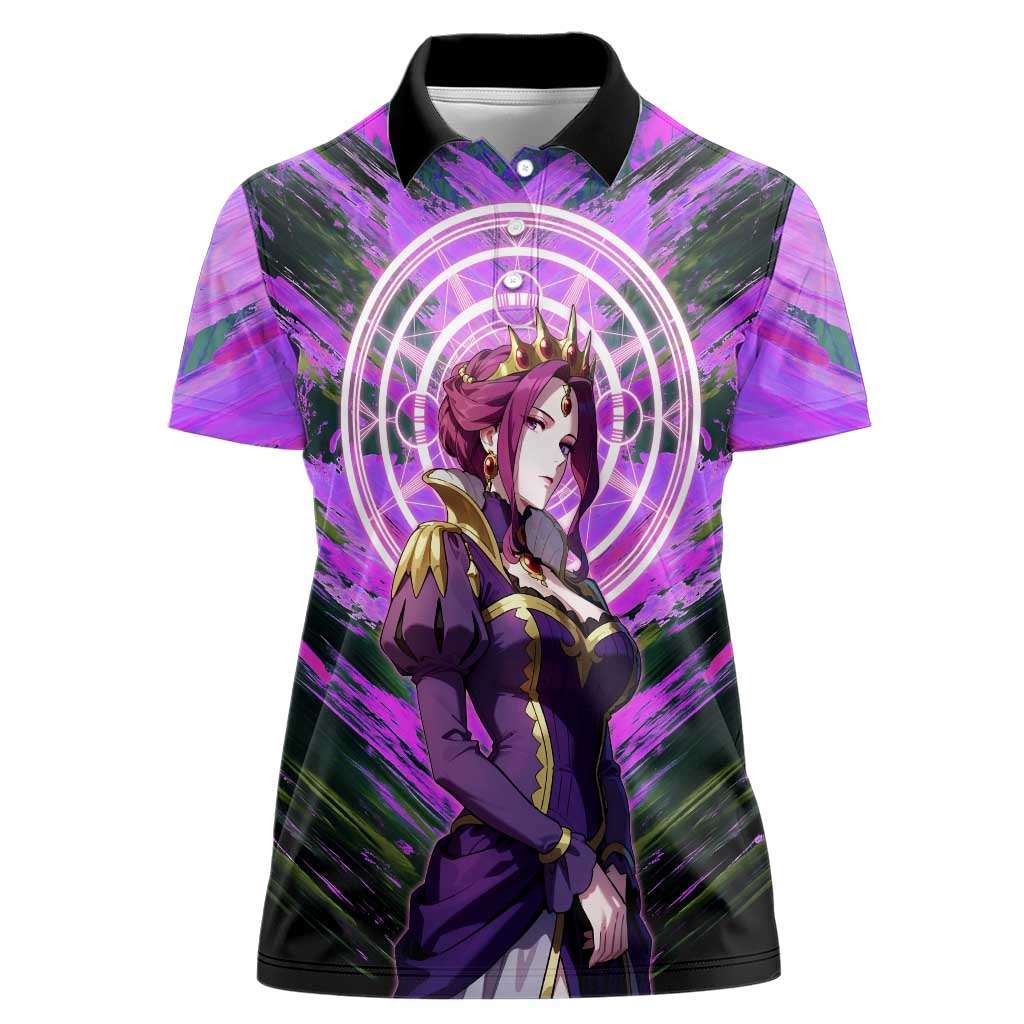Mirellia Q Melromarc The Rising of the Shield Hero Women Polo Shirt with Queen Armor and Magical Emblem Background - The Mazicc
