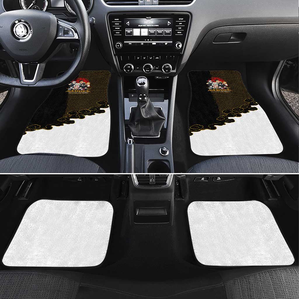 Demon Slayer Hashira Group Design Car Mats with Gold Cloud Pattern and Stylized Kanji Motif - The Mazicc