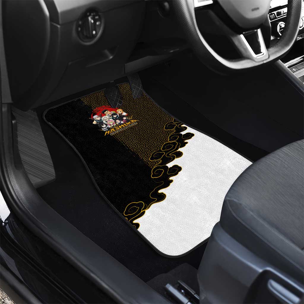 Demon Slayer Hashira Group Design Car Mats with Gold Cloud Pattern and Stylized Kanji Motif - The Mazicc