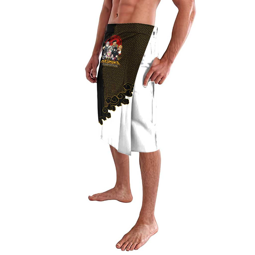 Demon Slayer Hashira Group Design Lavalava with Gold Cloud Pattern and Stylized Kanji Motif - The Mazicc