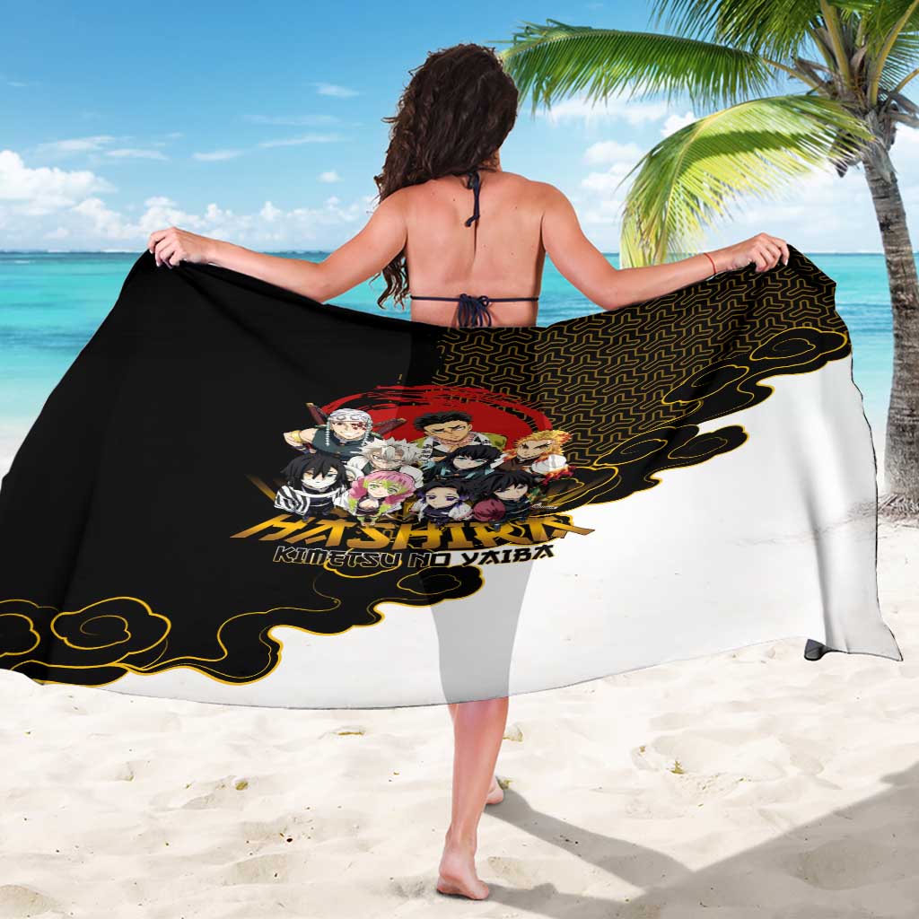 Demon Slayer Hashira Group Design Sarong with Gold Cloud Pattern and Stylized Kanji Motif - The Mazicc