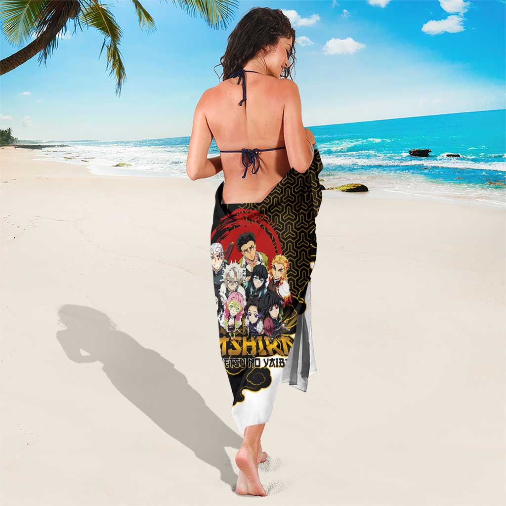 Demon Slayer Hashira Group Design Sarong with Gold Cloud Pattern and Stylized Kanji Motif - The Mazicc
