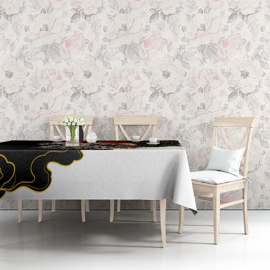 Demon Slayer Hashira Group Design Tablecloth with Gold Cloud Pattern and Stylized Kanji Motif - The Mazicc