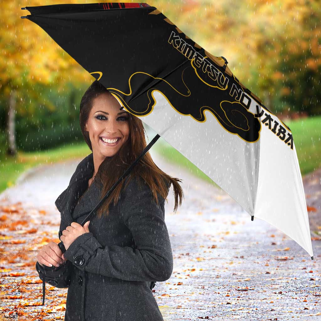 Demon Slayer Hashira Group Design Umbrella with Gold Cloud Pattern and Stylized Kanji Motif - The Mazicc