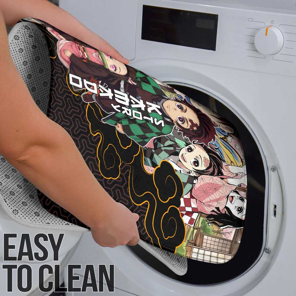 Kamado Siblings Demon Slayer Collage Design Bathroom Set with Tanjiro and Nezuko in Scenic Background - The Mazicc