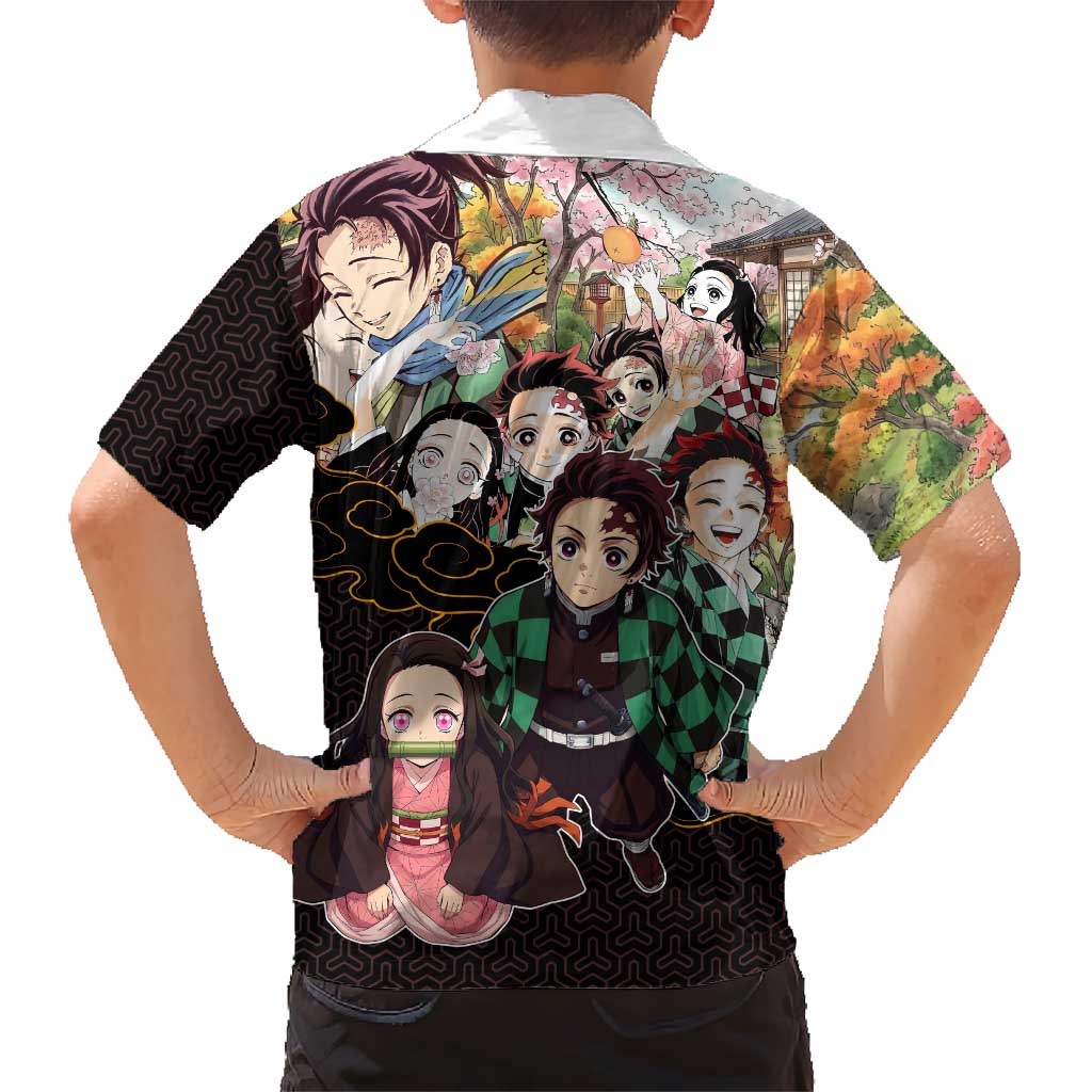 Kamado Siblings Demon Slayer Collage Design Hawaiian Shirt with Tanjiro and Nezuko in Scenic Background - The Mazicc