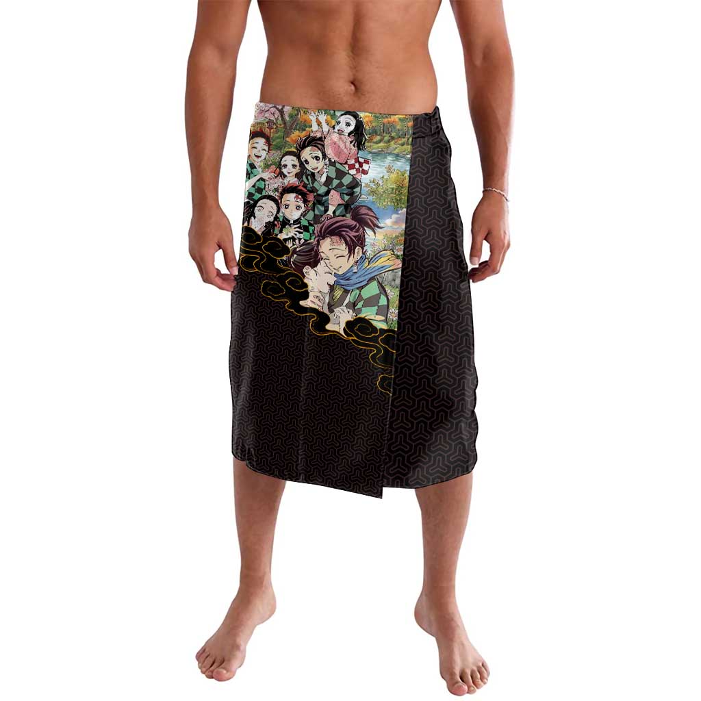 Kamado Siblings Demon Slayer Collage Design Lavalava with Tanjiro and Nezuko in Scenic Background - The Mazicc
